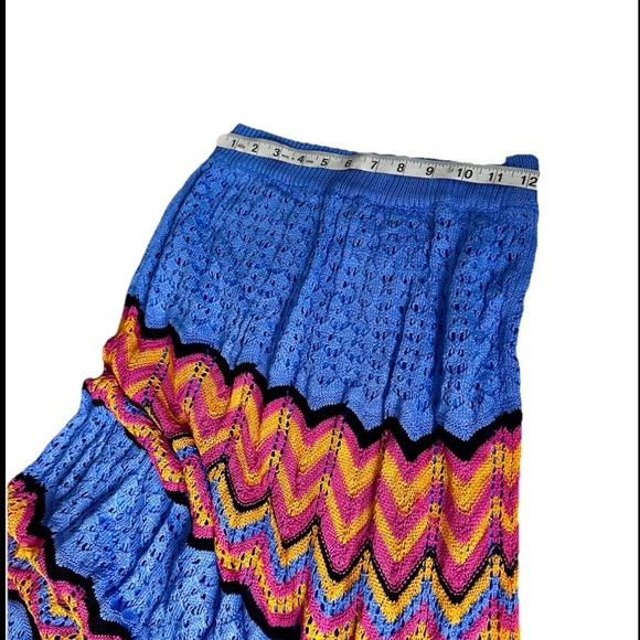 Pink Diamond Thommy Color Block Crochet Maxi Skirt Size Medium Royal Blue - Picture 11 of 12